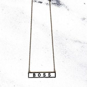🆕🤍LUCKY CHARM: “BOSS” WHITE (White Gold Dipped) Necklace